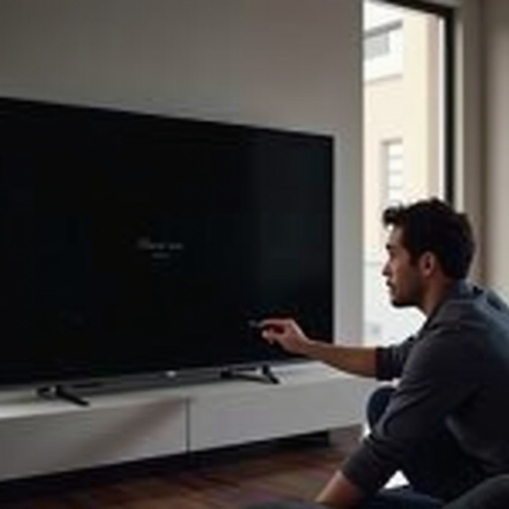 テレビ画面が真っ黒になるが、音声はまだ動作している